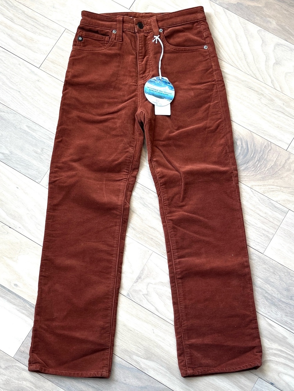 NWT AG High Waisted Cropped Corduroy Jeans Size 23R in Rust